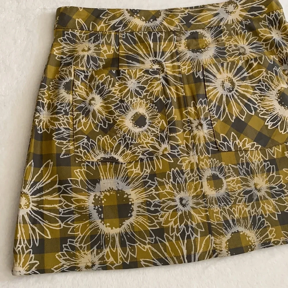 Urban Outfitters | Boho Dark Academia Pleated Plaid Floral Mini Wrap Front Skirt - Picture 13 of 16